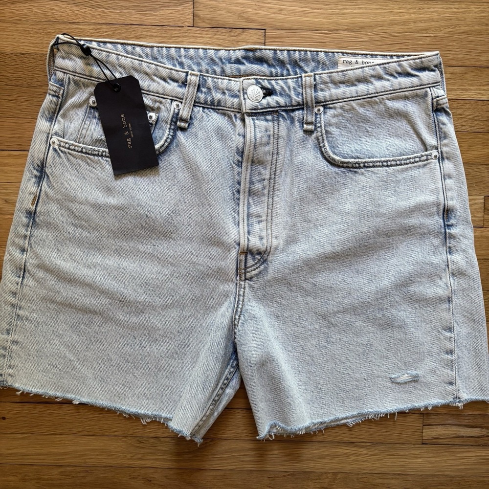 rag & bone Light Wash High-Waist Denim Shorts